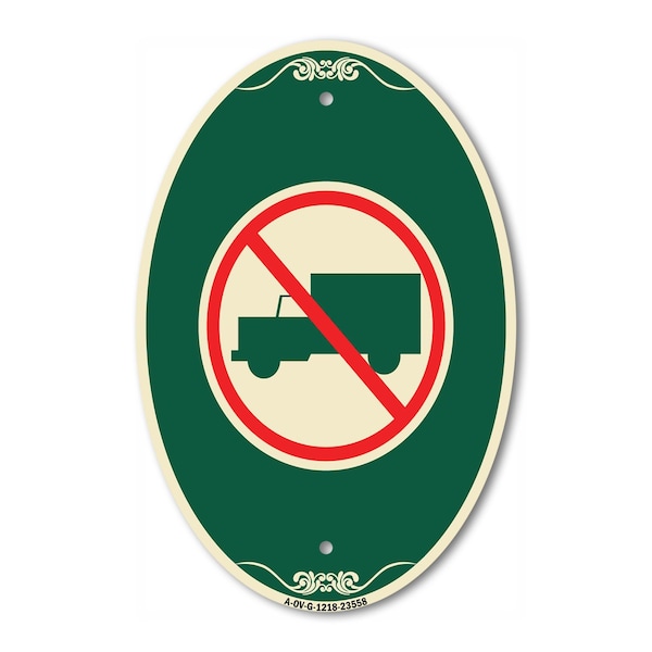 Signmission No Truck Symbol, 12 Inch X 18 Inch Architectural Oval, Heavy Gauge Aluminum A-OV-G-1218-23558 - main