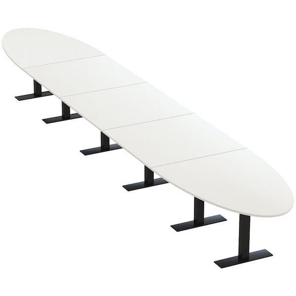 Skutchi Designs 22ft Conference Table With Power Unit | 20 Person Modular Oval Meeting Table | Harmony Series HAR-OVL-48X264-T.BK-W960-NA - main
