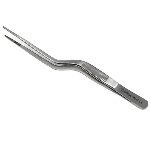 A2Z Scilab Forceps Micro 6 Inch Offset Serrated Narrow-Tip Stainless Steel Tweezers A2Z-ZR1135 - main