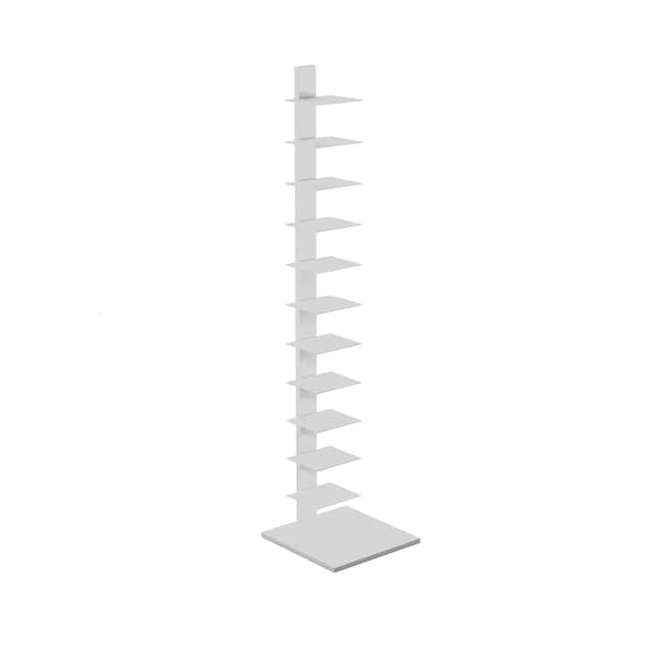 Homeroots 65" White Metal Twelve Tier Narrow Tower Bookcase 490410 - main