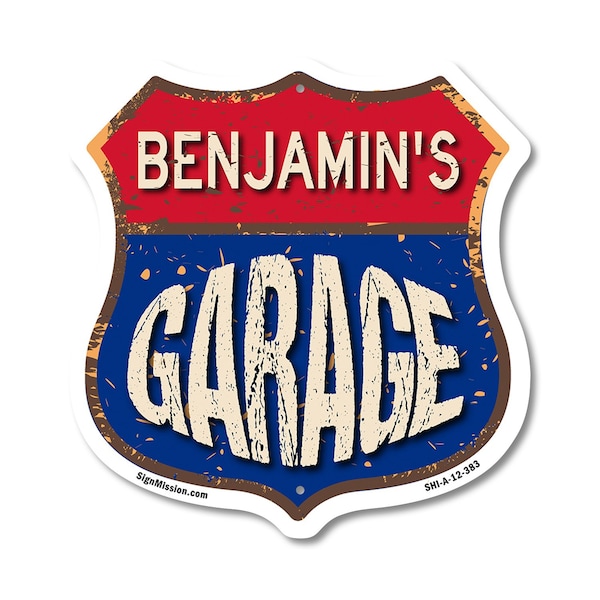Signmission Benjamin's Garage, 12 Inch X 12 Inch, Aluminum Metal Sign SHI-A-12-383-BENJAMIN - main