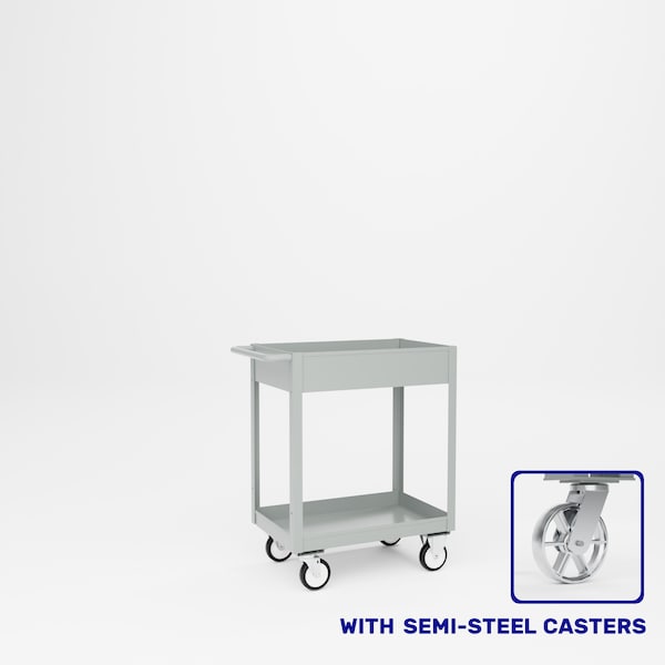 Pucel Welded Box Service Cart, 18 in W x 28 in D x 37 in H, Semi-Steel Casters, 6 in Deep Box, Light Blue TSC-1828-6S - main