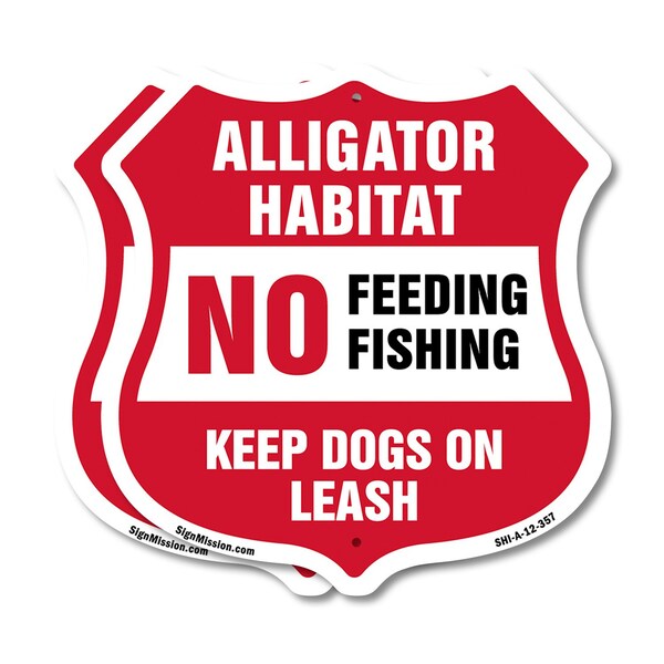 Signmission Alligator Warning Shield Sign Alligator, 12 inch X 12 inch, Plastic Sign, 2PK SHI-P-2PACK-12-357 - main