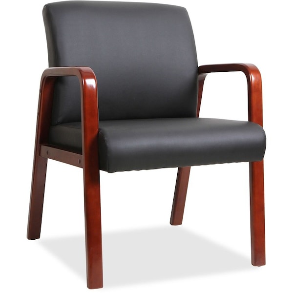 Lorell Lorell Black Leather Wood Frame Guest Chair - Black with Mahogany Frame 40202 - main