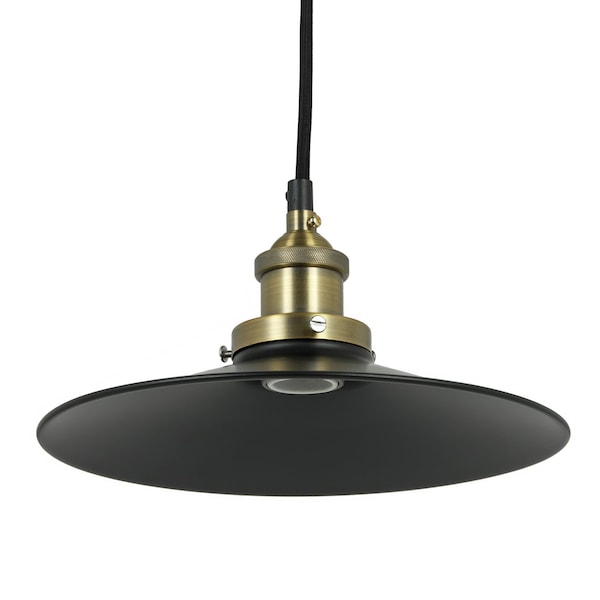 Sunlite 10in. Antique Oil Rubbed Bronze Dish Shade 6' Cord 60W Max Bulb Not Included Pendant Fixture 07009-SU - main