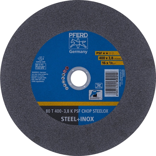 Pferd Large Diameter Cut-off Wheel, 16 in Dia, 1/8 in Thick, 1 in Arbor Hole Size, Aluminum oxide A 64499 - main