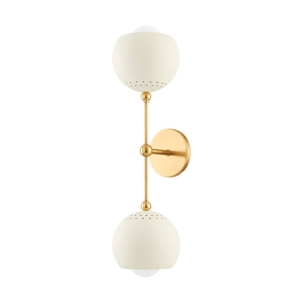 Mitzi Saylor 2 Light Wall Sconce 4.25 In. Aged Brass/Soft Cream H832102-AGB/SCR - main