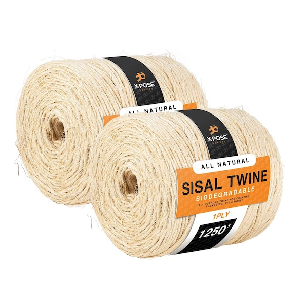 Xpose Safety Sisal Twine, 1-Ply 1250 ft Natural Fiber Rope, Crafts, Cat Scratcher & Pole Wrap, 2PK 1PST-1250-2-X-S - main