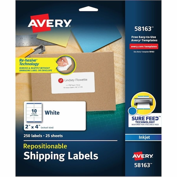 Avery Repositionable Shipping Labels, PK250 58163 - main