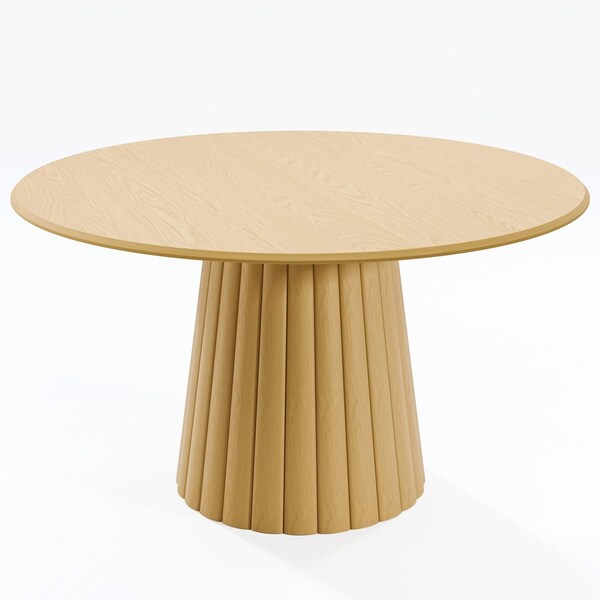 Homeroots 52" Brown Solid Wood Pedestal Base Round Top Dining Table 721013 - main