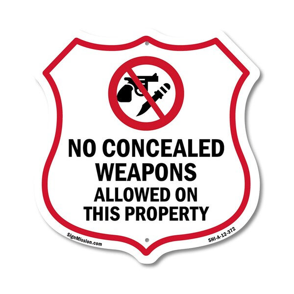 Signmission Concealed Carry Shield Sign No Concealed, 12 Inch X 12 Inch, Aluminum Metal Sign SHI-A-12-372 - main