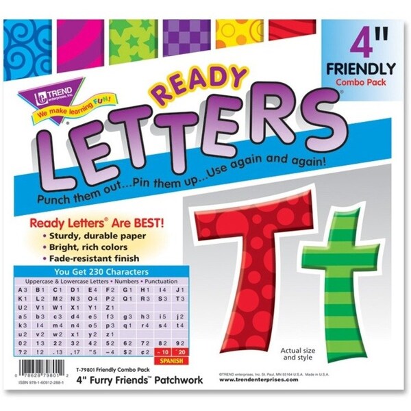 Trend Enterprises Patchwork FF 4" Friendly Combo Ready Letters®, PK3 T79801 - main