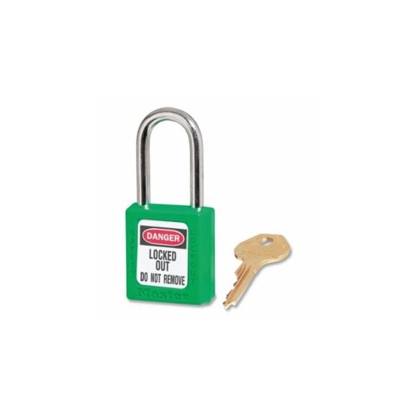 Master Lock Zenex, Thermoplastic Safety Lockout Padlock, 410, 1-1/2 W x 1-3/4 H Body, 1-1/2 in H Shackle, KD, 6PK 470-410GRN - main