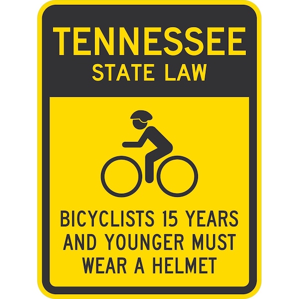 Lyle Bicyclists 15 Years And Younger Must Wear A Helmet, 18x24, Non-Reflective, Yellow G-11025-NA_18x24 - main