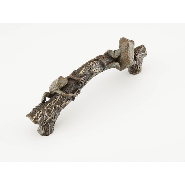 Schaub 5-1/2in Center to Center Nature Frog on Log Cabinet Pull Pompeian Bronze with Highlighted 895-PBZ-HBZ - main