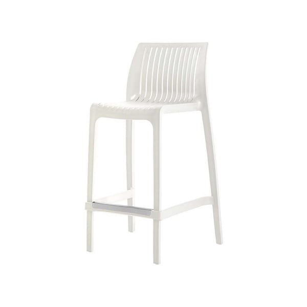 Homeroots Set of Four 26" White Heavy Duty Plastic Low Back Outdoor Counter Height Bar Chairs 565357 - main