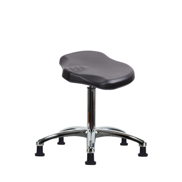 Blue Ridge Ergonomics Polyurethane Ray Stool Chrome - Medium Bench Height with Stationary Glides in Black Polyurethane PRPMBSL-CR-NF-RG-BLK - main