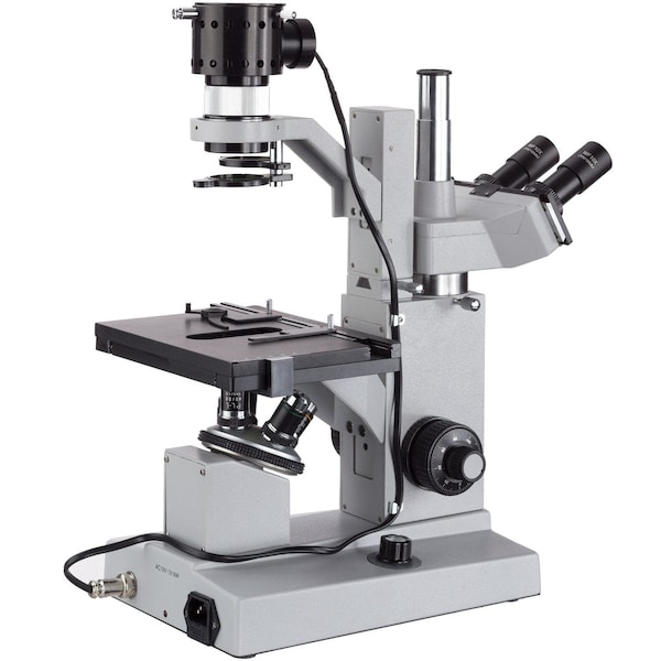 Amscope IN200 Inverted Biological Trinocular Compound Microscope 40X-400X w/50W Halogen and 20MP USB 3.0 C- IN200T-20MBI3 - main