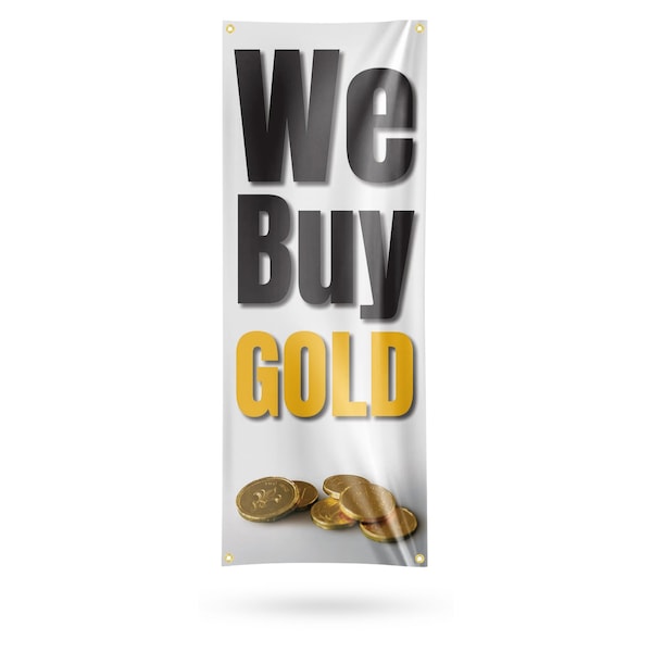 Signmission We Buy Gold Vertical, 18 Inch x 48 Inch, Vinyl Banner B-30926 - main
