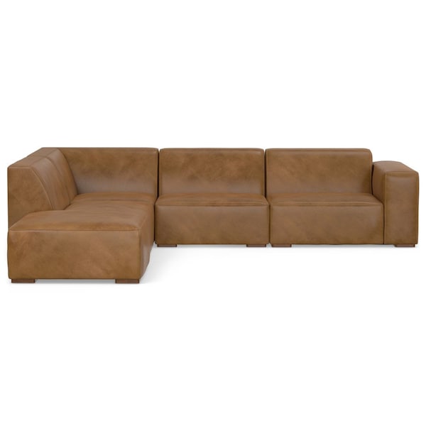 Homeroots 116" Brown Leather Sofa With Ottoman 641053 - main
