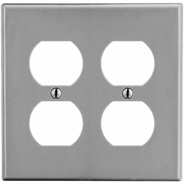 Hubbell Wiring Device-Kellems Duplex Receptacle Wall Plate, Number of Gangs: 2 Plastic, Satin Finish, Graphite PJ82GY - main