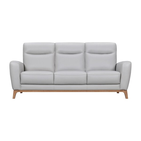 Homeroots 83" Gray Leather Sofa With Brown Legs 546406 - main
