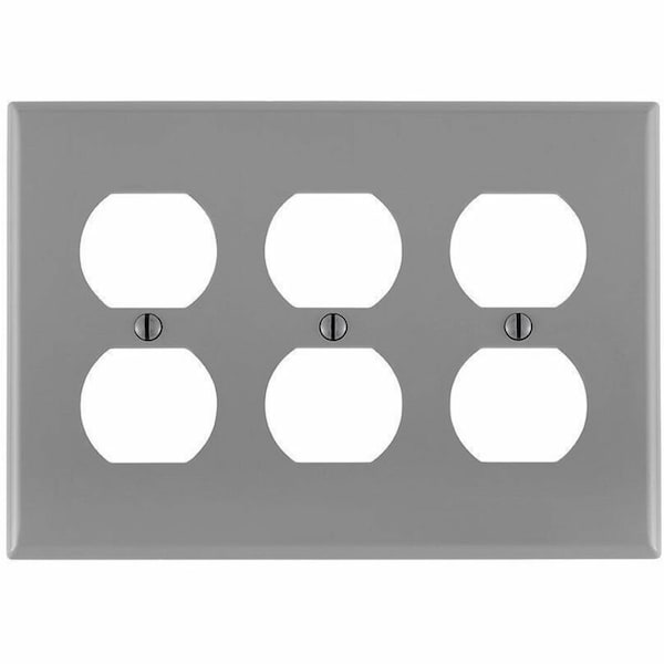 Leviton Receptacle Wallplate, Standard Size, Gang 3, Gray 80730-GY - main