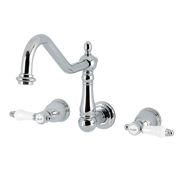 Kingston Brass Two-Handle Wall Mount Kitchen Faucet, Polished Chrome KS1281BPL - main