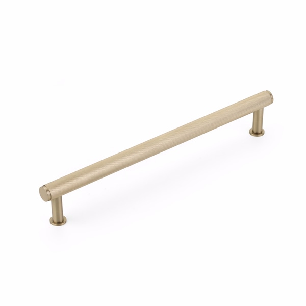 Schaub 12in Center to Center Pub House Knurled Appliance Pull Signature Satin Brass Finish 5012A-SSB - main