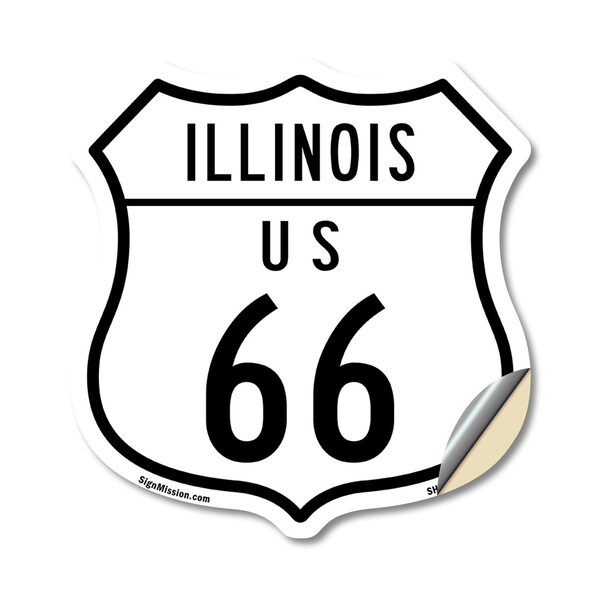 Signmission Illinois Route Marker Shield Sign Us 66, 12 Inch X 12 Inch, Vinyl Decal SHI-D-12-382 - main