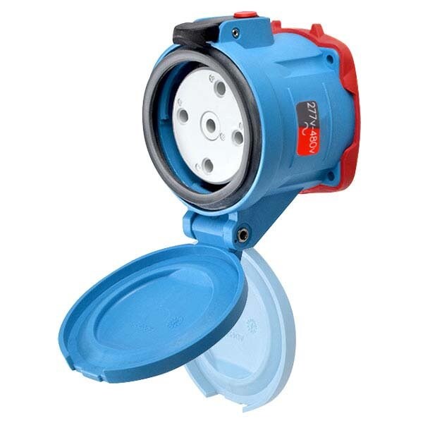 Meltric DS60 RECEPTACLE POLY BLUE SIZE 4 TYPE 4X IP 69 3P+N+G 60 A 277/480 VAC 60 Hz NO AUX 33-64047 - main
