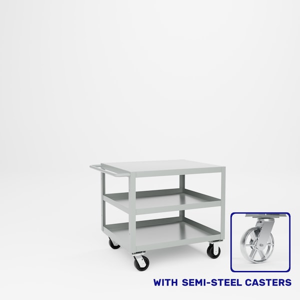 Pucel Heavy Duty Shop Truck, 36 in W x 30 in D x 33.5 in H, Three Shelves, Push Handle, Gray 3036-DT-3S - main