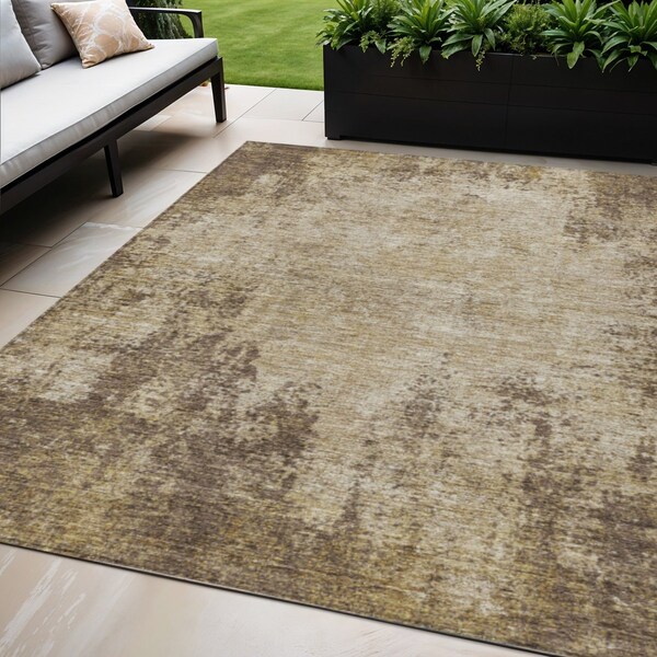 Homeroots 5' X 8' Brown And Beige Abstract Washable Indoor Outdoor Area Rug 612311 - main