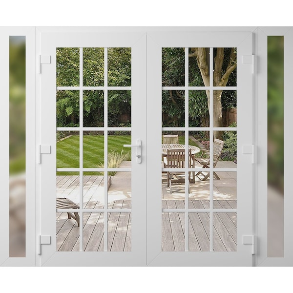Vdomdoors Front Exterior Prehung Metal-Plastic Double Doors Clear Glass / MANUX 8151 White Silk / Office Comm MANUX8151DEXD-WS-W12+72+12xH80-RH-I - main