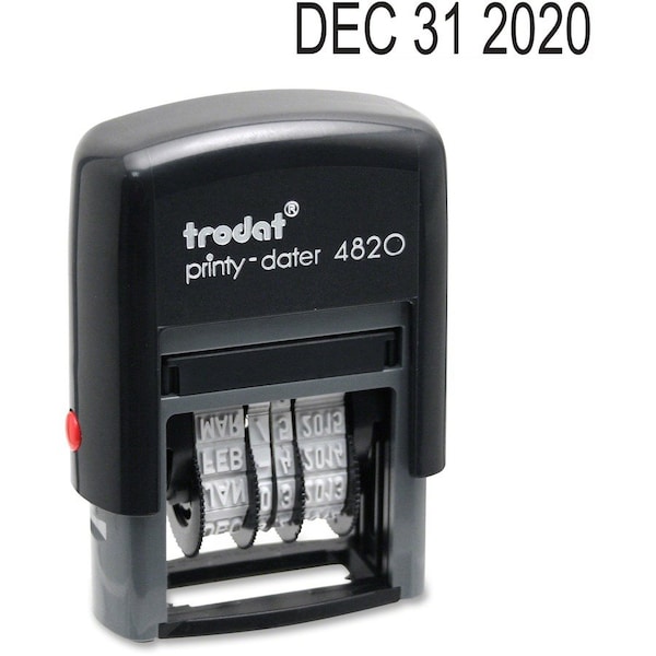 U.S. Stamp & Sign Trodat Self-inking Date Stamp, 4-Band, 3/8" x 1-5/8", Black E4820 - main