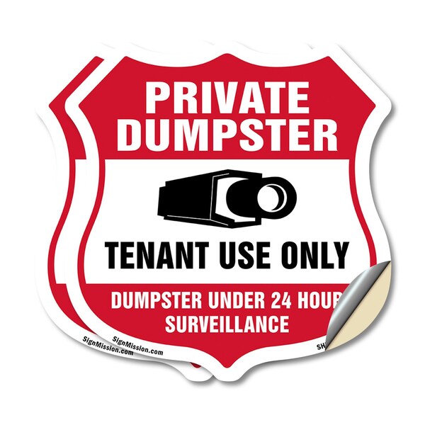 Signmission Private Dumpster Shield Sign Tenant Use, 18 inch X 18 inch, Vinyl Decal, 2PK SHI-D-2PACK-18-438 - main