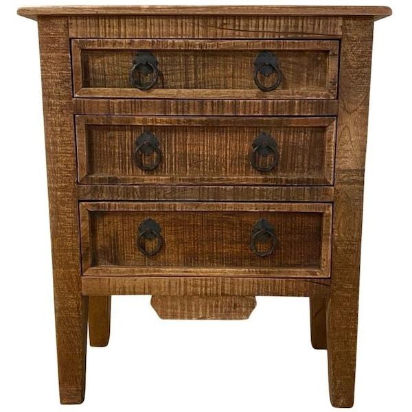 Homeroots Vintage Rustic Farmhouse Three Drawer Dresser 387691 - main