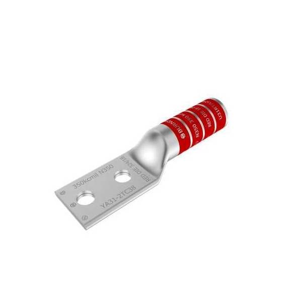 Burndy 350 kcmil, CU, 2 Hole, 1/2 Stud, 1-3/4 IN Spacing, Long Barrel YA312N - main