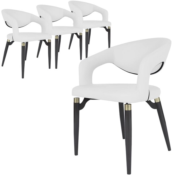 Leisuremod Entice Modern Leather Dining Chair with Iron Legs Open-Back Design in White, 4PK EC60W-4 - main