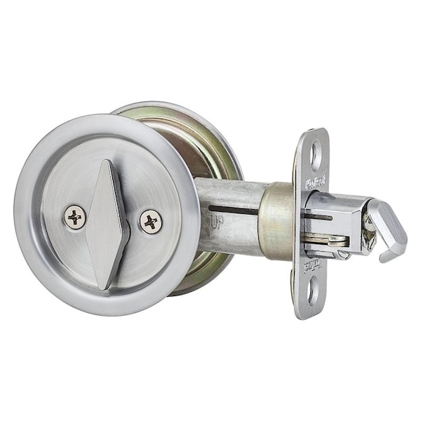 Kwikset Pocket Door Lock, Satin Chrome, 238 in Backset 33526DROUNDPOCKET - main