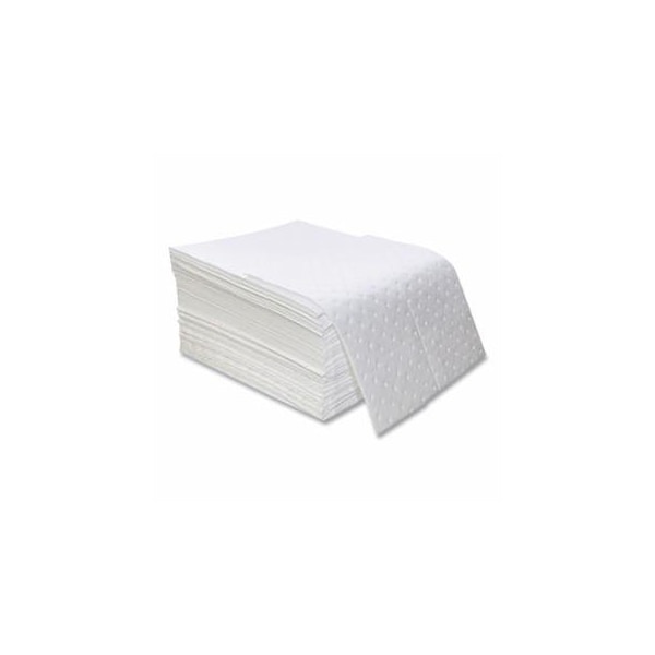 Spilfyter Sorbent Pads and Rolls, 18 in L x 16 in W, Oil Only, Light, Single-Ply, White, Pads, 100PK 920-OS-100 - main