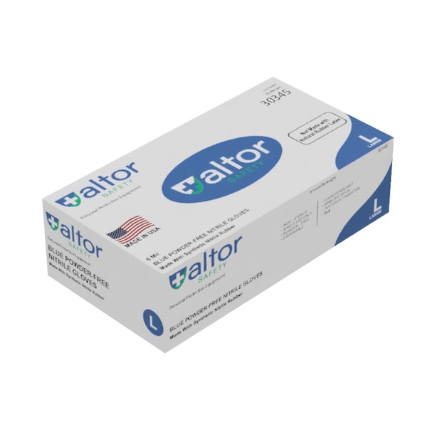 Altor Safety Disposable Gloves, 6 mil Palm, Nitrile, Powder-Free, XL, 50 PK, Light Blue 30355 - main