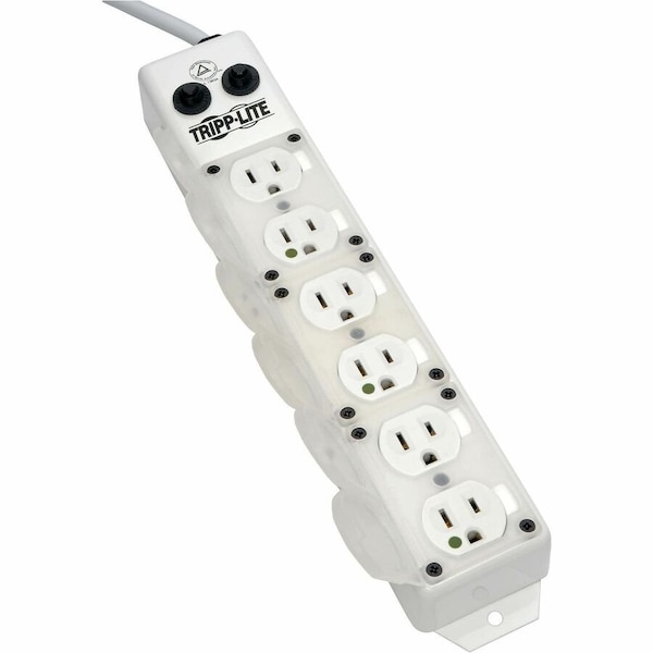 Tripp Lite Outlet Strip, Hospital Grade, 6 5-15R-HG, 5-15P-HG, 15 ft., White PS-615-HG-OEM - main