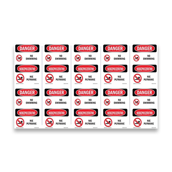 Signmission Safety Sign, OSHA Danger, 5" Height, No Swimming Bilingual, D-35-VP-1709-10PK OS-DS-D-35-VP-1709-10PK - main