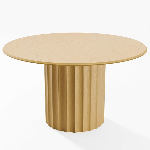 Homeroots 52" Brown Solid Wood Pedestal Base Round Top Dining Table 721001 - main