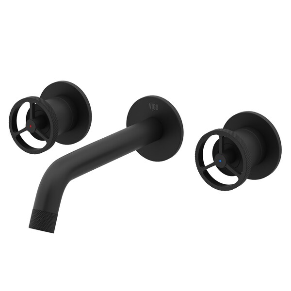 Vigo Cass Two Handle Wall Mount Bathroom Faucet in Matte Black VG05007MB - main