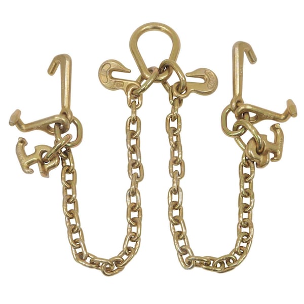 Mytee Products 5/16in G70 V-Chain Bridle w/ RTJ Cluster Hooks 2ft Leg 4700 # WLL Wrecker Recovery CH5162V-RTJ-GH - main