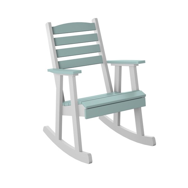 Polybird SLAT BACK ROCKING CHAIR. SAGE AND WHITE POLYBIRD P77 - main