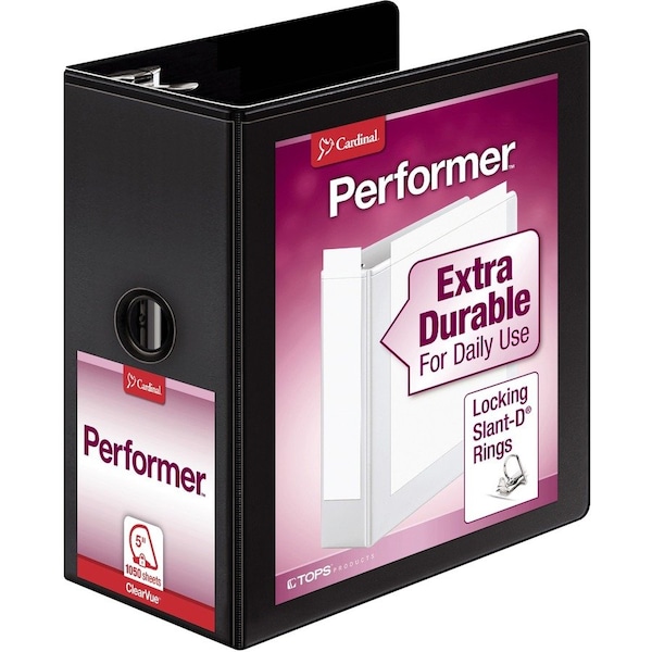 Cardinal Performer ClearVue 5 SlantD Binder, Black CRD17951 - main