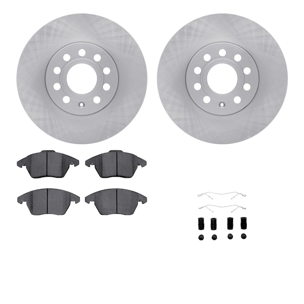 Dynamic Friction Co DFC Rotors with EURO 5000 Ceramic Brake Pads includes Hardware 6612-74130 - main